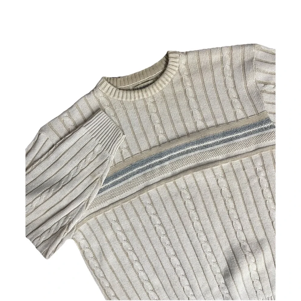 Vintage Munsingwear Sweater Mens Size XL‎  Beige Blue 90's Y2K Cable Knit Crew